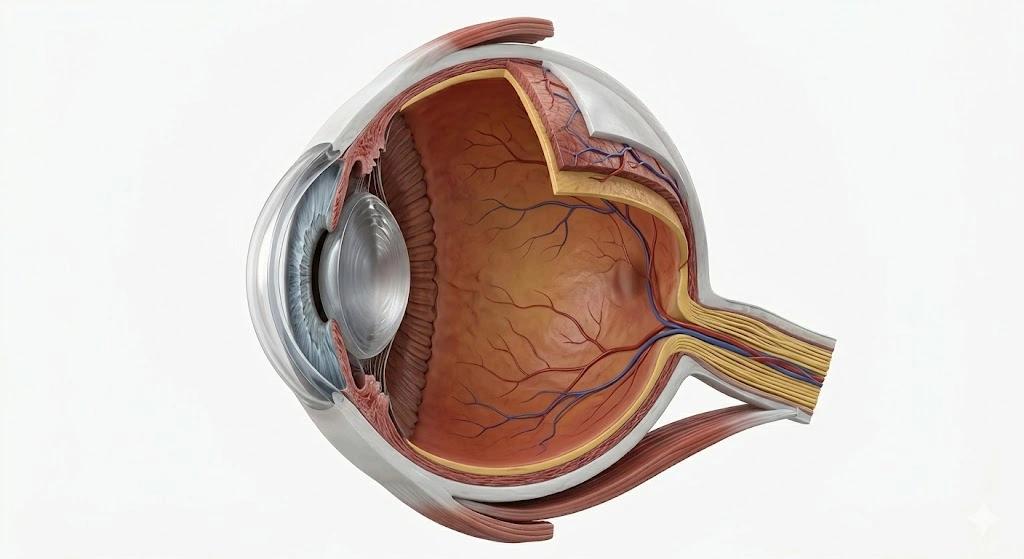 İnsan gözünün anatomik yapısı: Göz, ışığı odaklayarak retina üzerinde bir görüntü oluşturur ve bu görüntüyü beyne ileterek görmeyi sağlar.